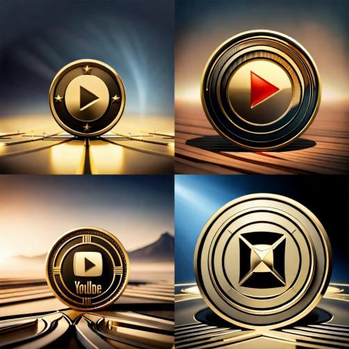 a collage of of coin designs with the YouTube icon on them
