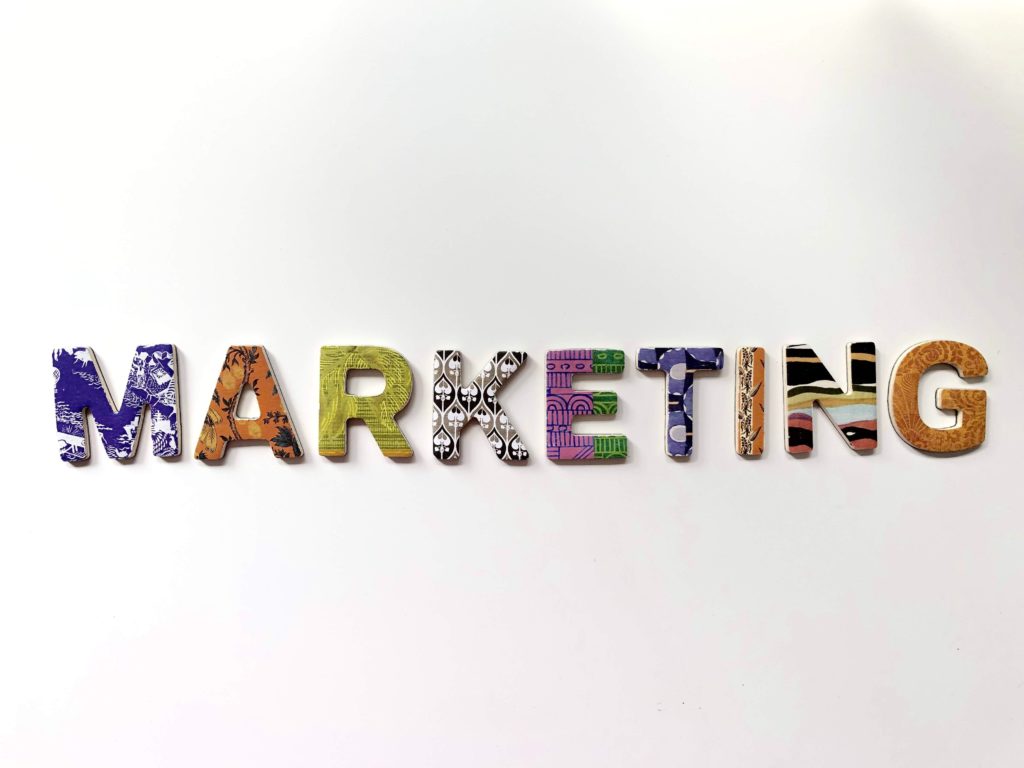 Creative letters spelling out the word "Marketing"