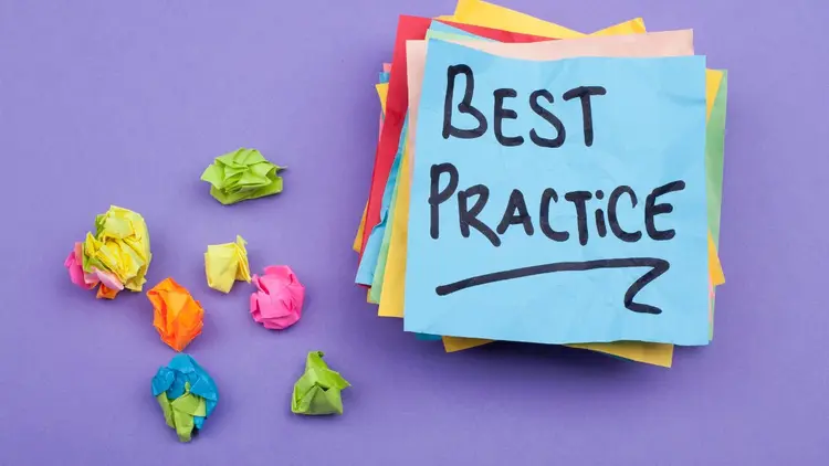 A stack of sticky notes with the words: "Best Practice" on it.