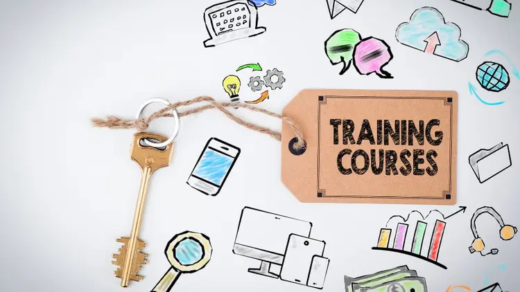 An illustrated graphic depicting training courses. 
