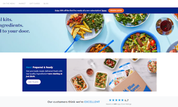 The landing page of a company called Easy Meals.