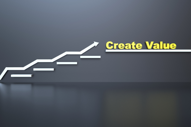 A graphic of a graph depicting the creation of value. 