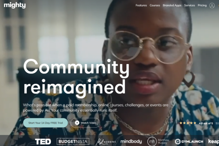The homepage for the Mighty community. 