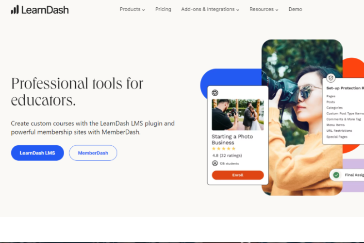 The homepage for Learndash.