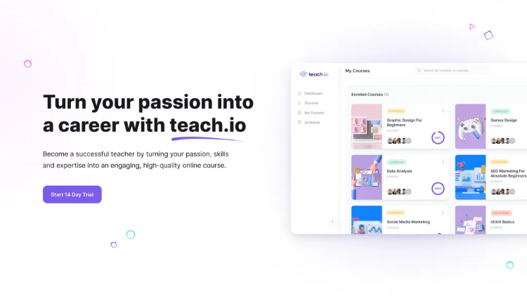 teach.io platform to build a website for free